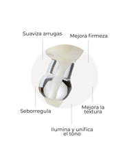 Infografía con beneficios del sérum con retinol: suaviza arrugas, mejora firmeza y textura, ilumina y seborregula.