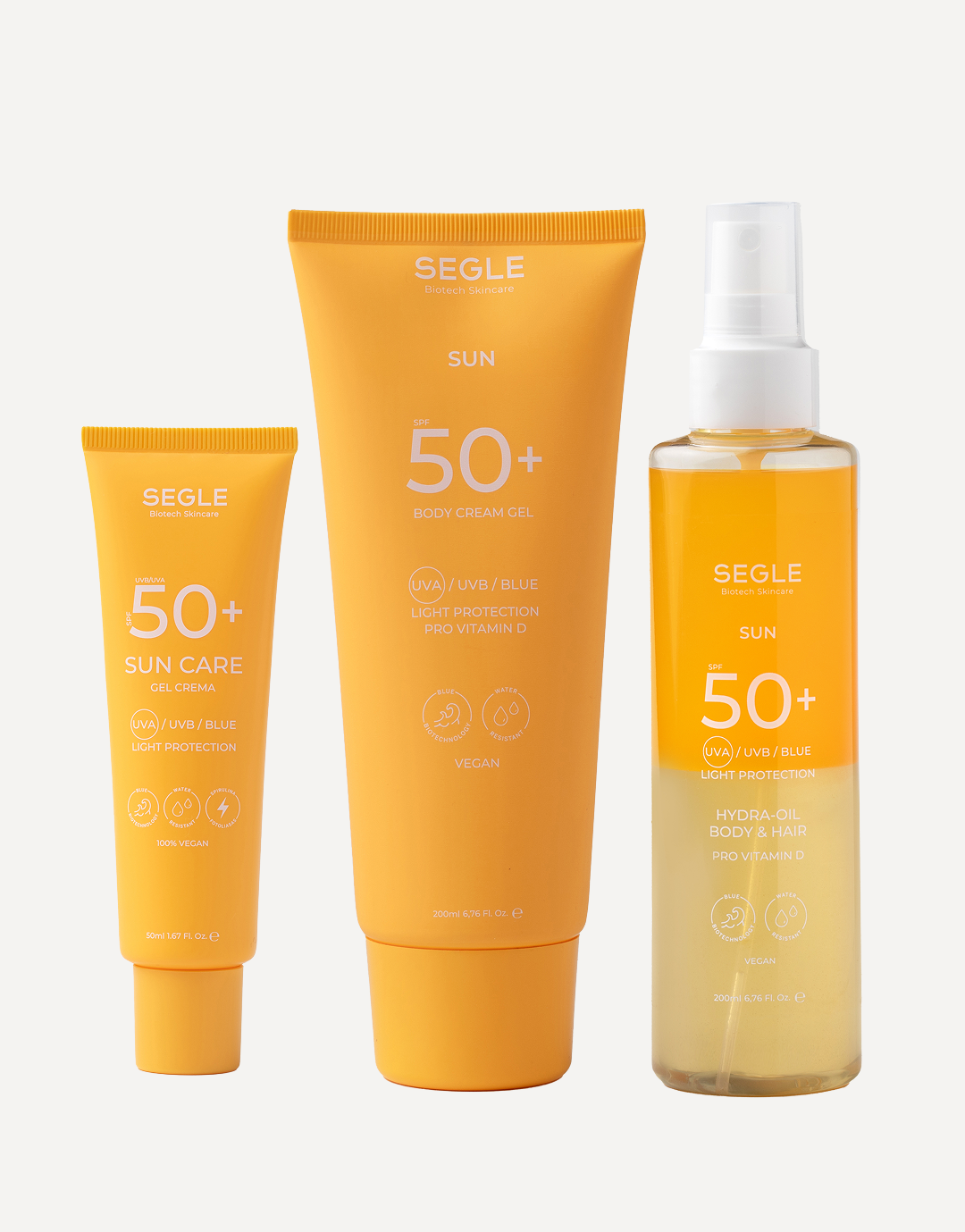 Pack Crema Solar Facial, Corporal y Spray Bifásico